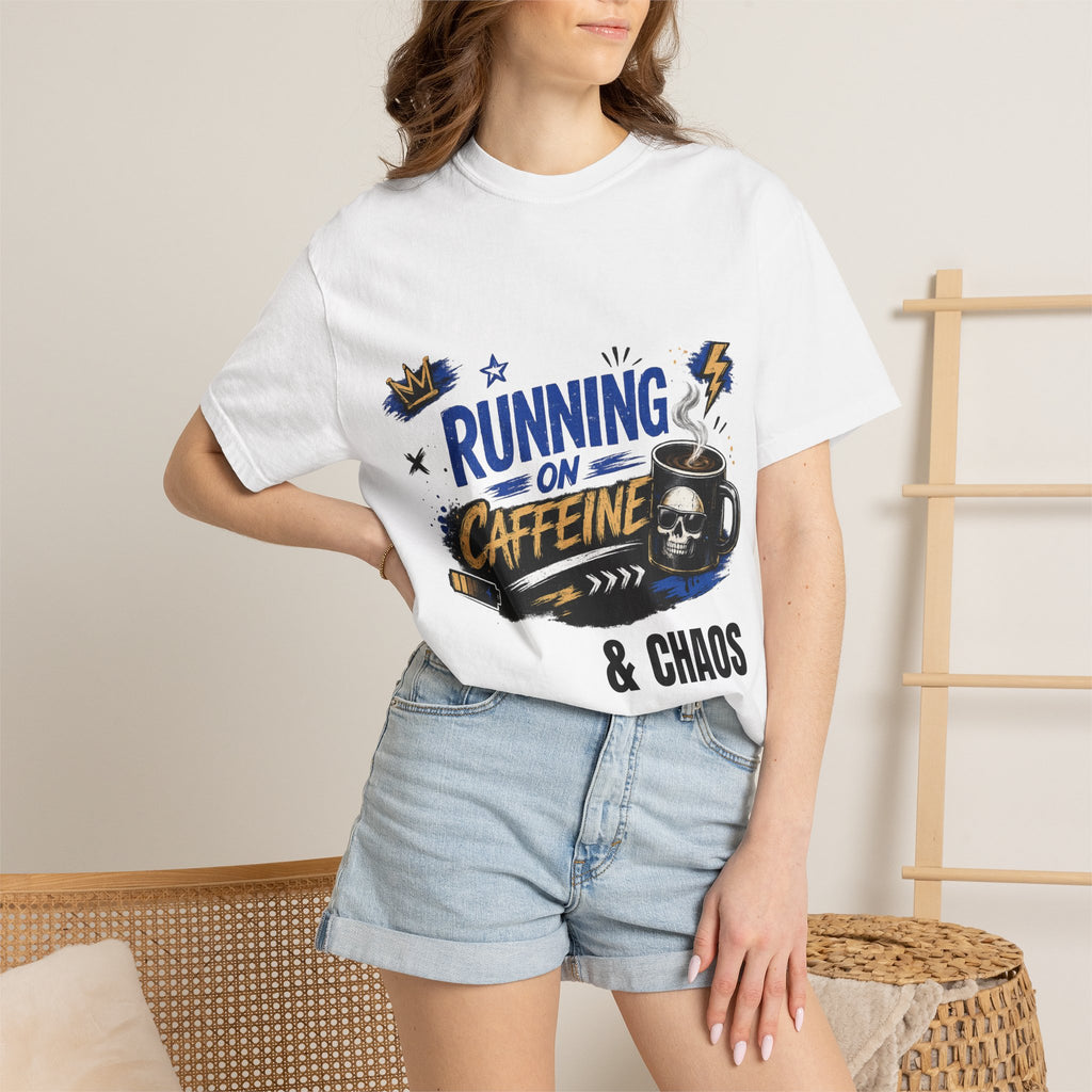 Running on Caffeine & Chaos T-Shirt — Funny Coffee Graphic Tee