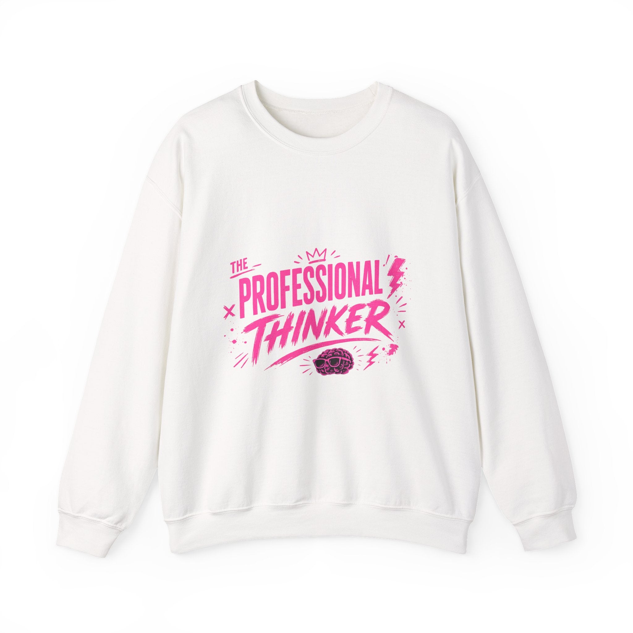 Crewneck Sweatshirt — "The Professional Thinker" Pink Graphic