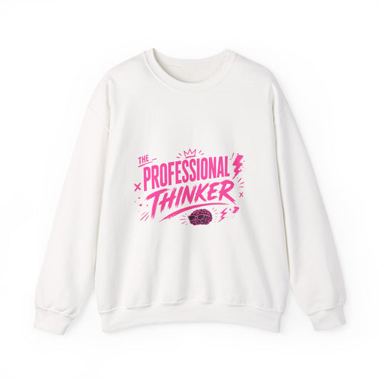 Crewneck Sweatshirt — "The Professional Thinker" Pink Graphic