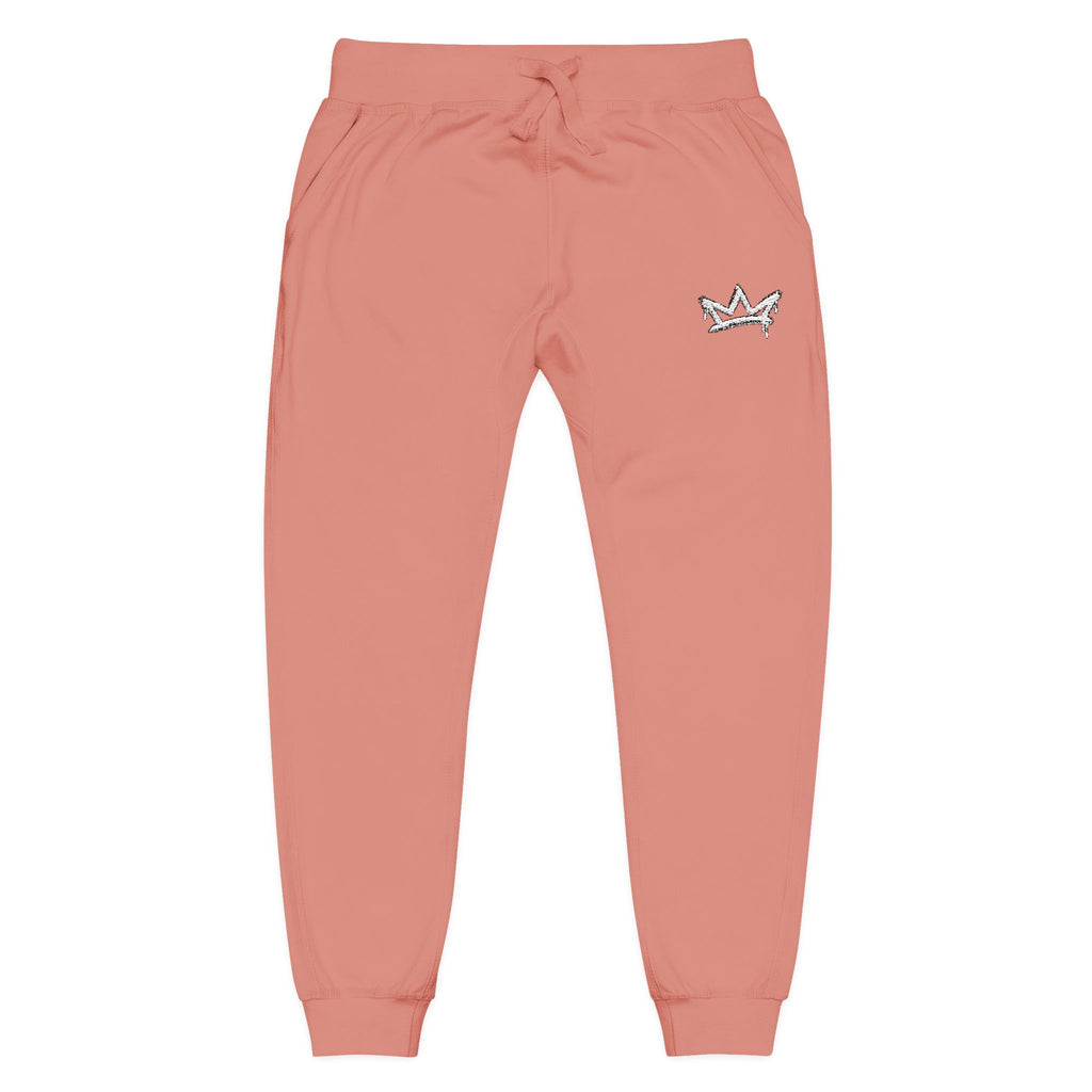 Embroidered Crown Fleece Sweatpants — Soft Cozy Joggers