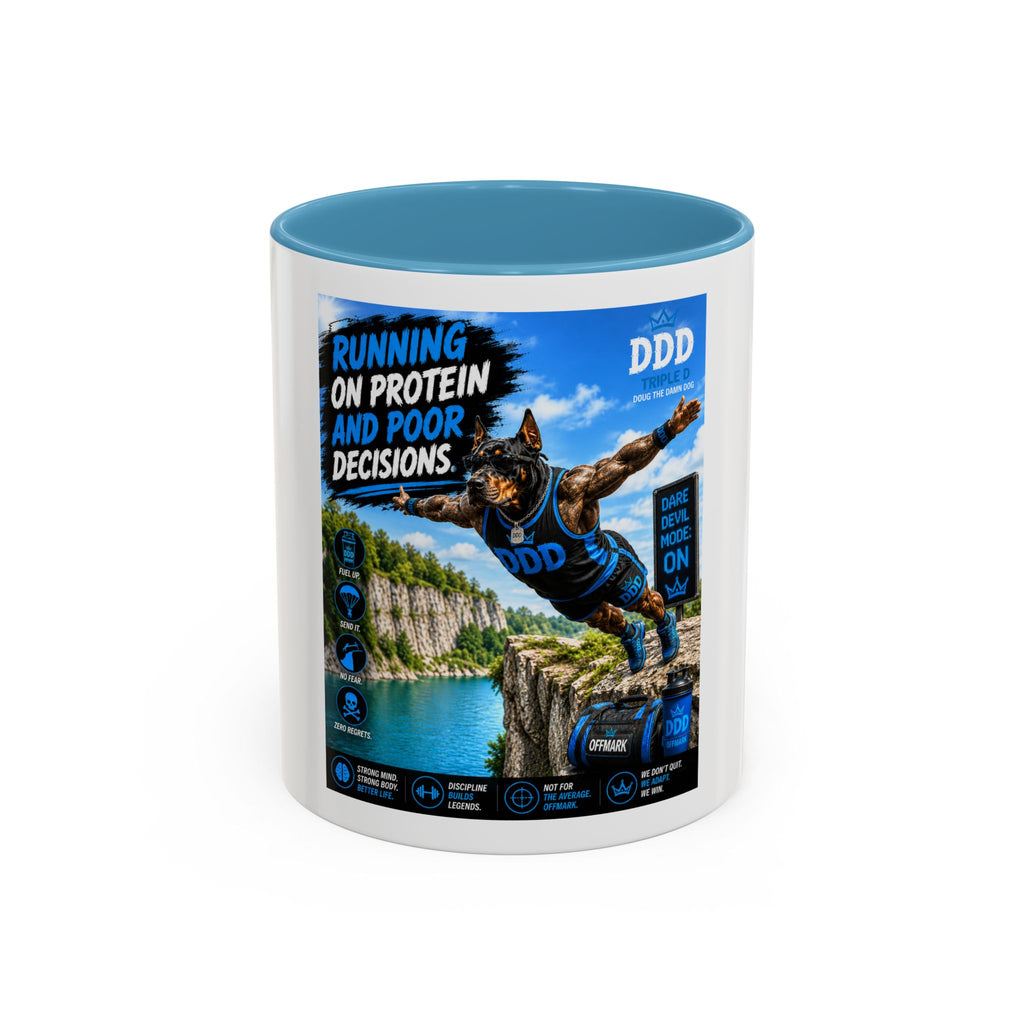 DDD (Doug the Damn Dog) "Running on Protein" Coffee Mug