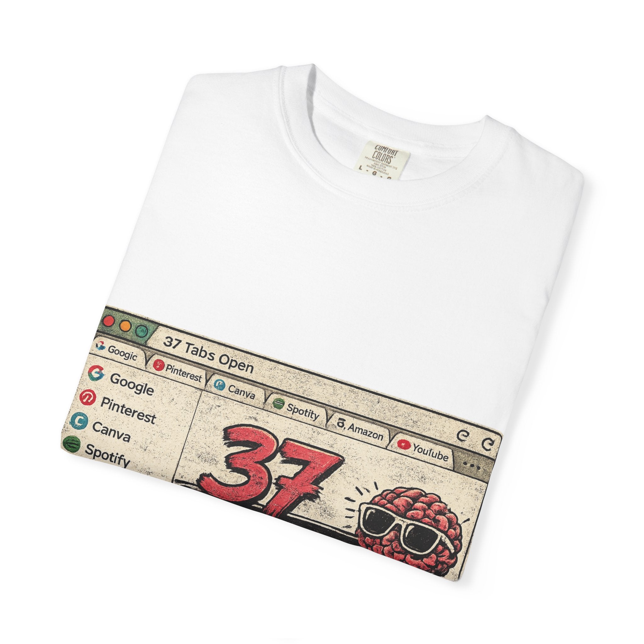 37 Tabs Open T-Shirt — Funny Brain Multitasking Graphic Tee