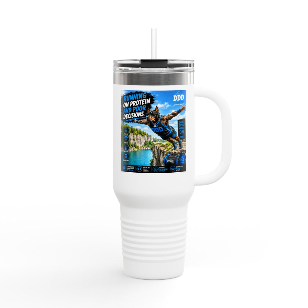 DDD (Doug the Damn Dog) 'Running on Protein and Poor Decisions' Travel Mug