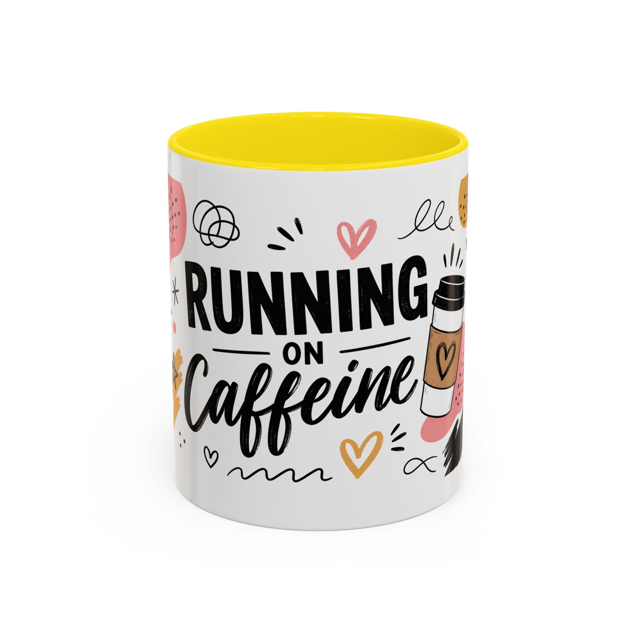 Running on Caffeine Coffee Mug — Funny Inspirational Accent Mug for Coffee Lovers (11/15oz)