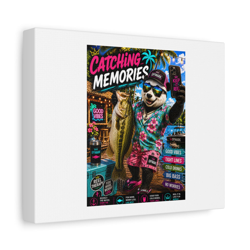 RIP the Panda Bear "Catching Memories" Fishing Canvas Wall Art