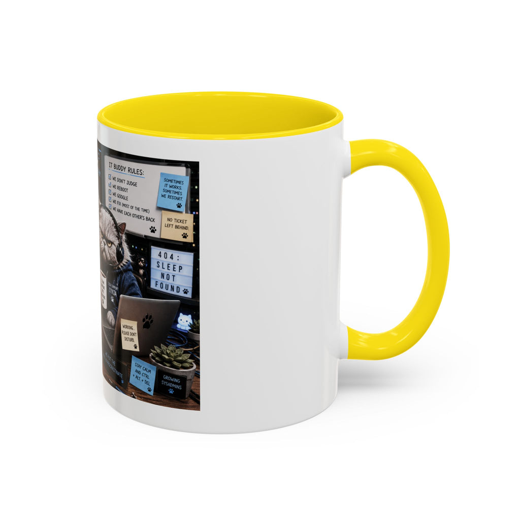 IT Survival Coffee Mug — Funny Cat IT Support Desk Ceramic Accent Mug (11/15oz)