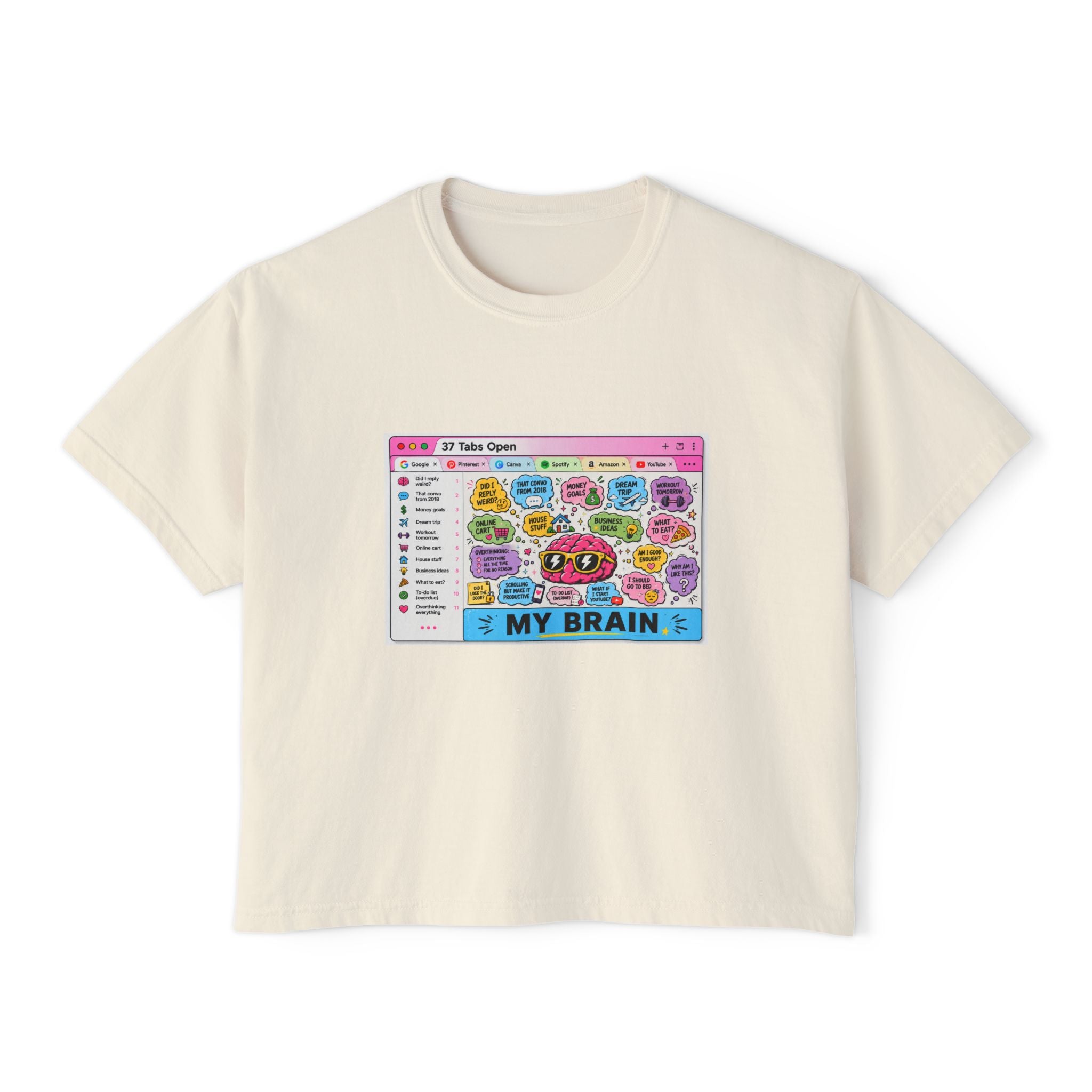 Women's Tee — Funny 'My Brain' Retro Browser Mind Map Graphic