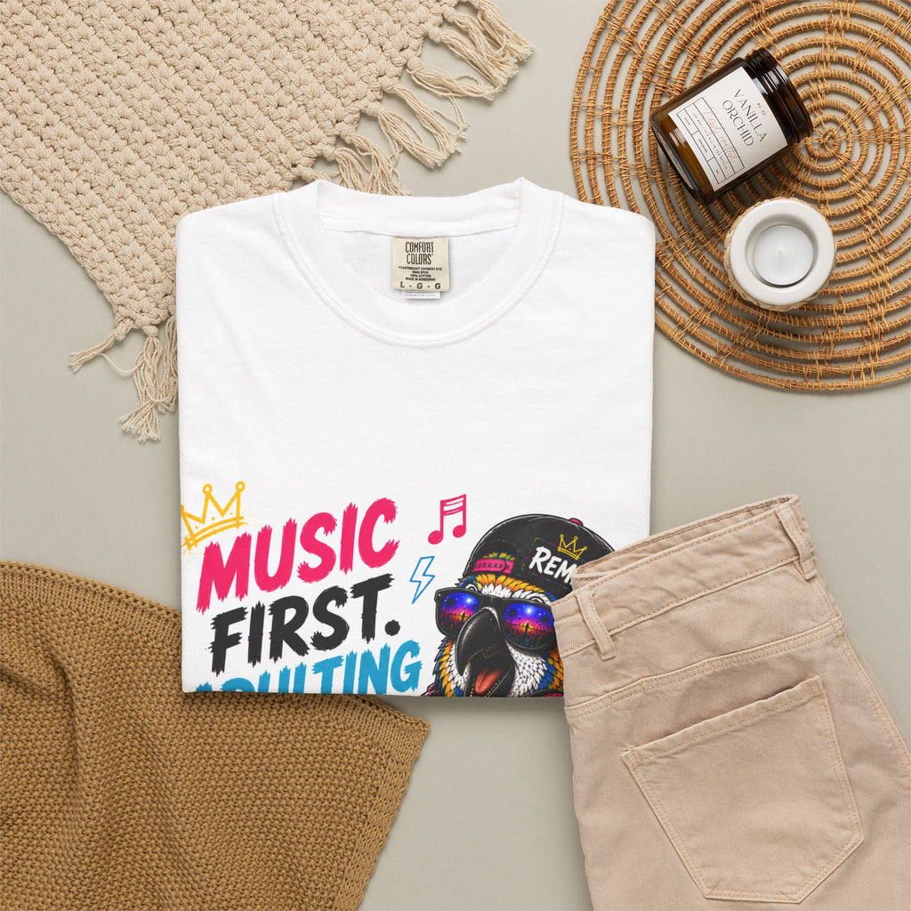 Remix the Parrot "Music First, Adulting Later"  Tee