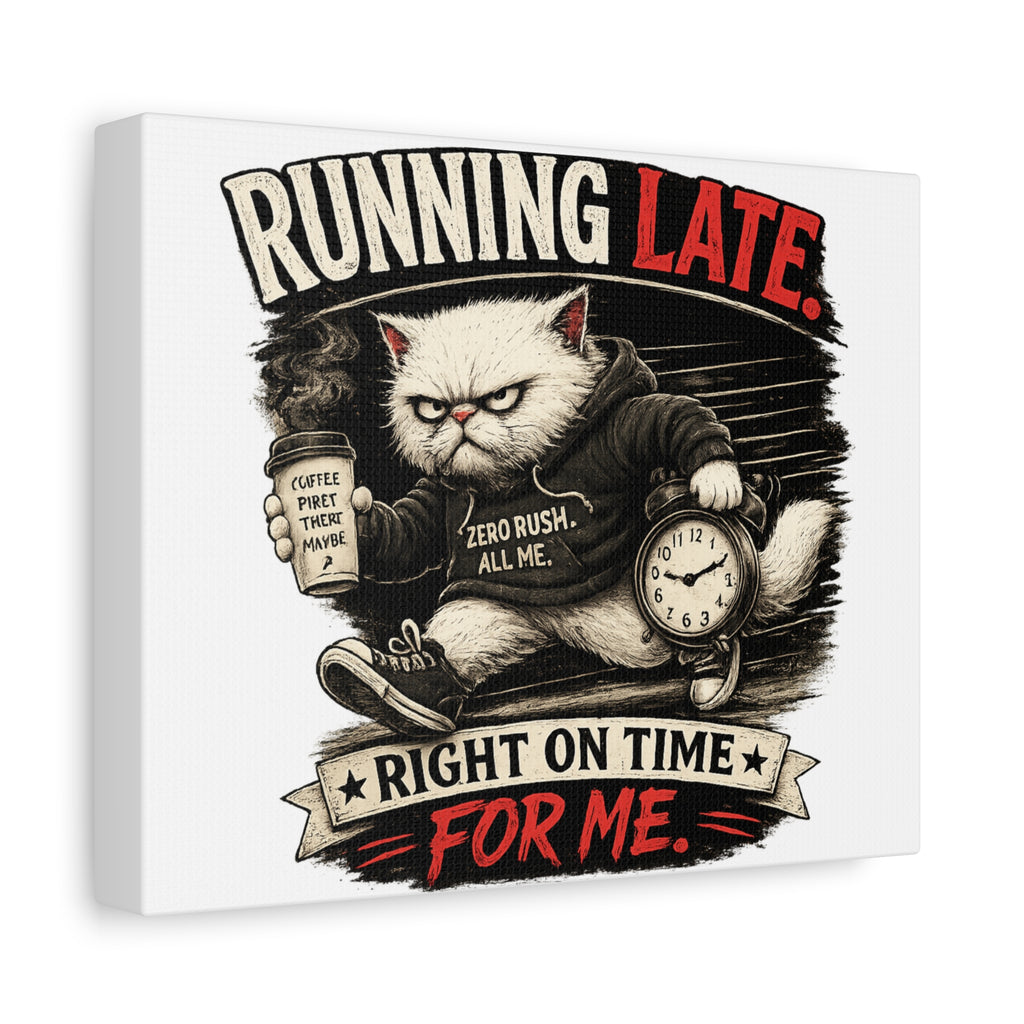 Running Late "Right On Time For Me"-Canvas-Murphy the Cat