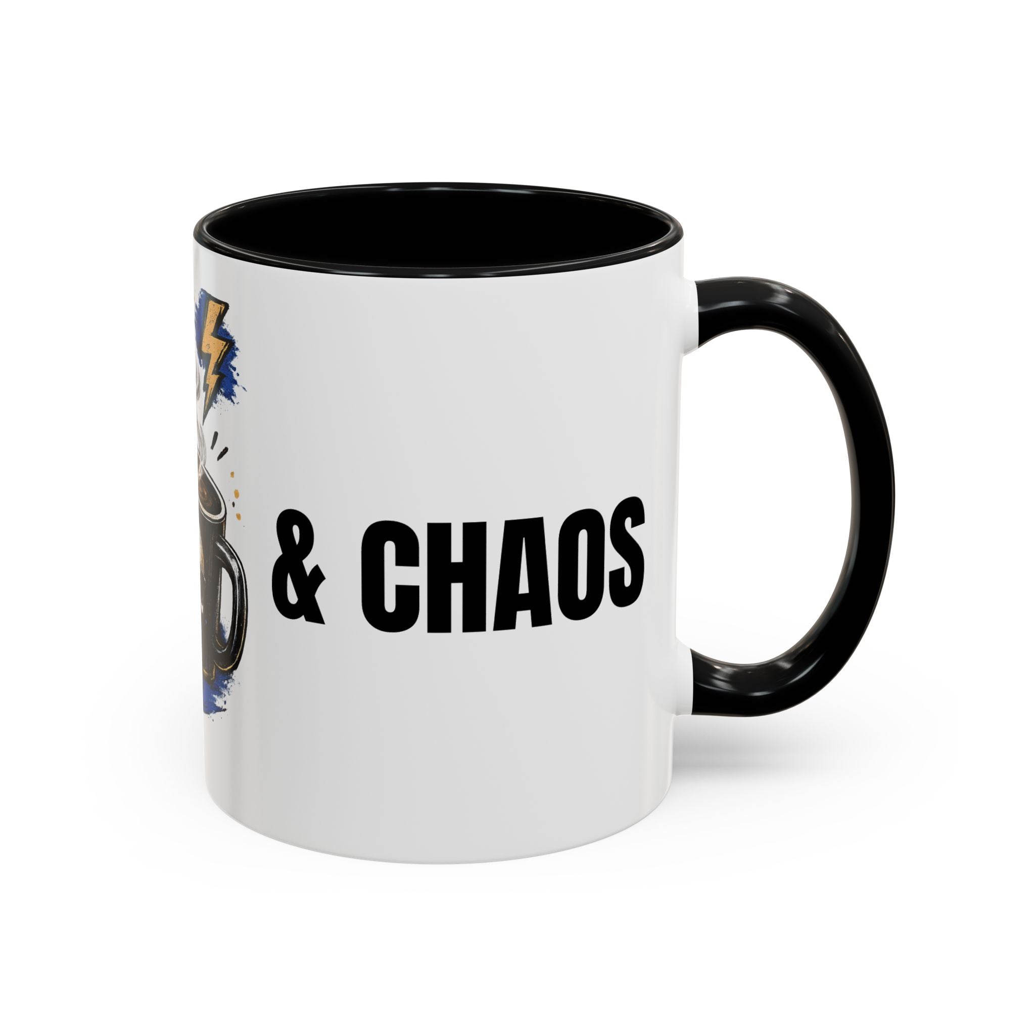 Morning Chaos Coffee Mug — Running on Caffeine & Chaos Accent Mug
