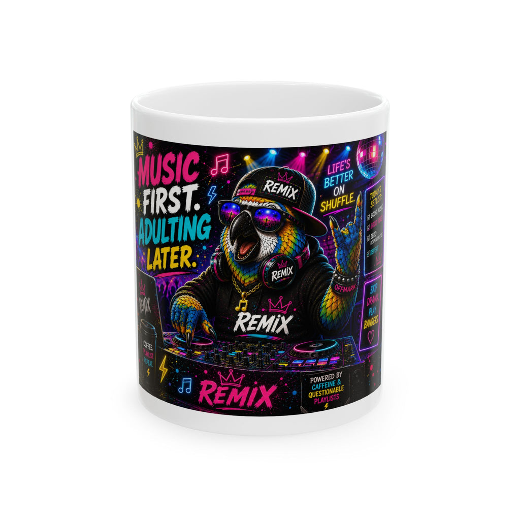 Remix the Parrot "Music First, Adulting Later"  Coffee Mug