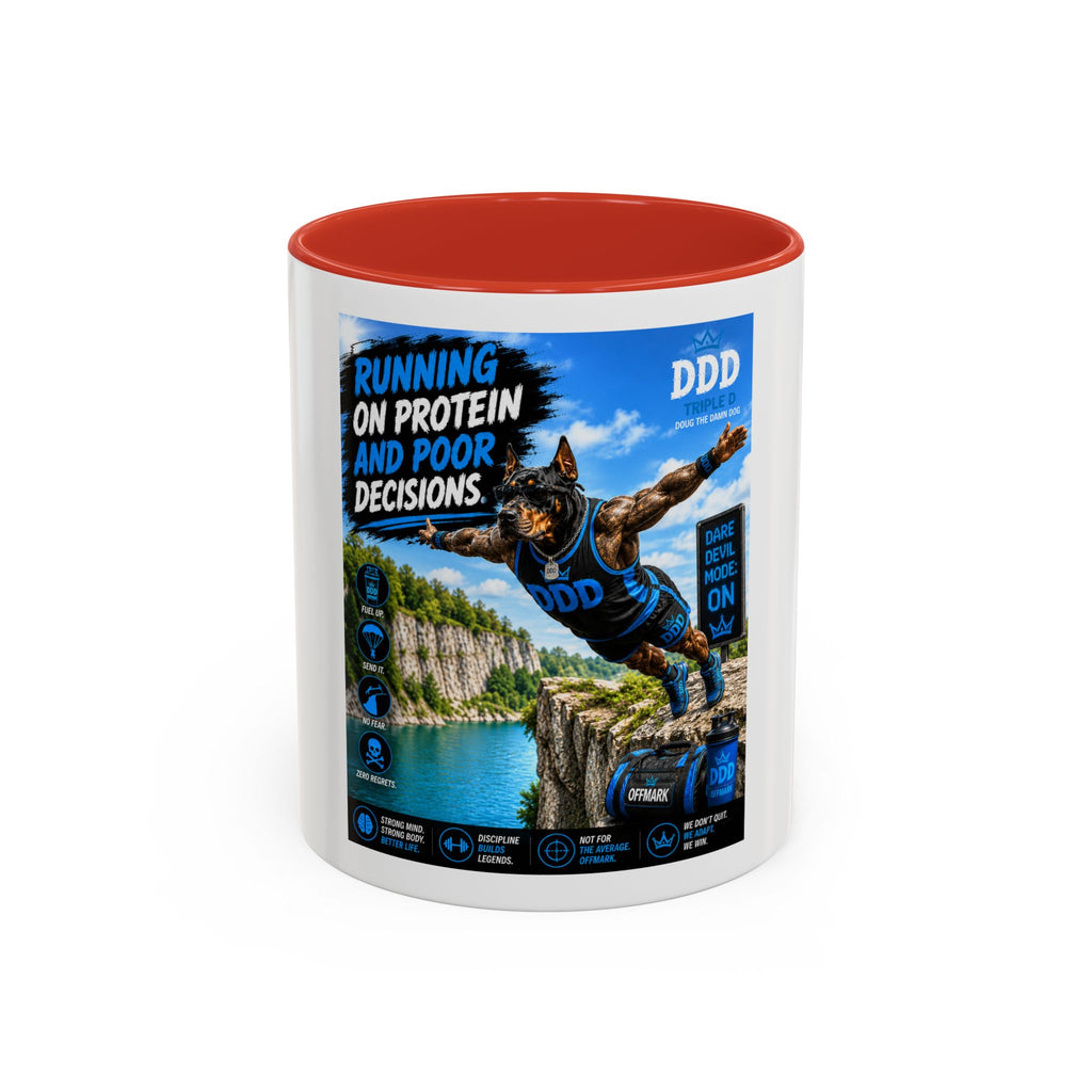 DDD (Doug the Damn Dog) "Running on Protein" Coffee Mug