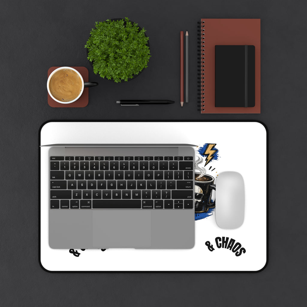 Desk Mat — "Running on Caffeine" Graphic Desk Mat for Gamers & Remote Workers