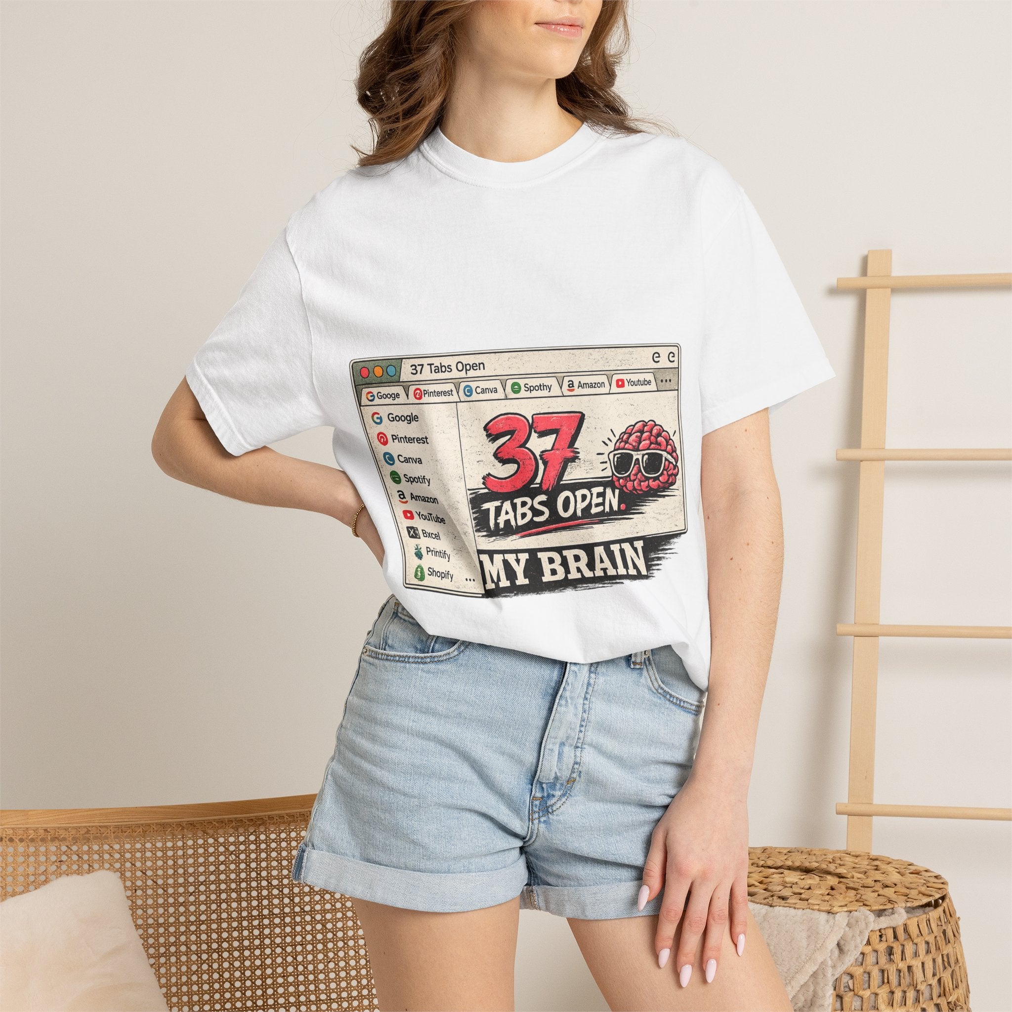 T-Shirt — "37 Tabs Open, My Brain" Graphic Tee