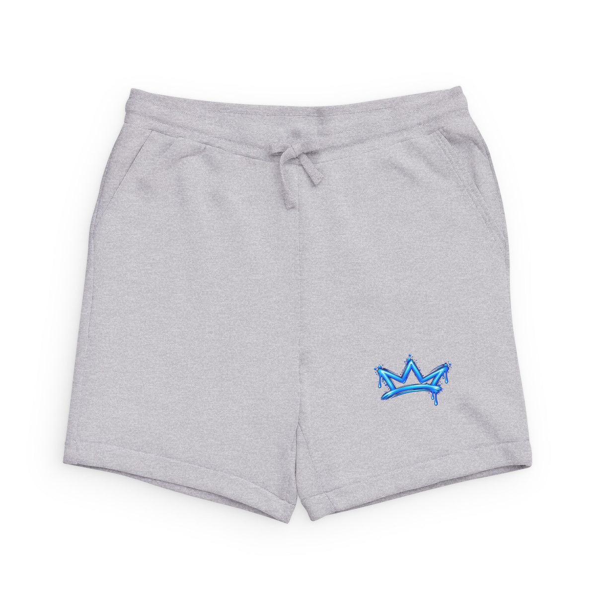 Neon Crown Sweatshorts — Black Casual Lounge Shorts with Blue Crown Accent