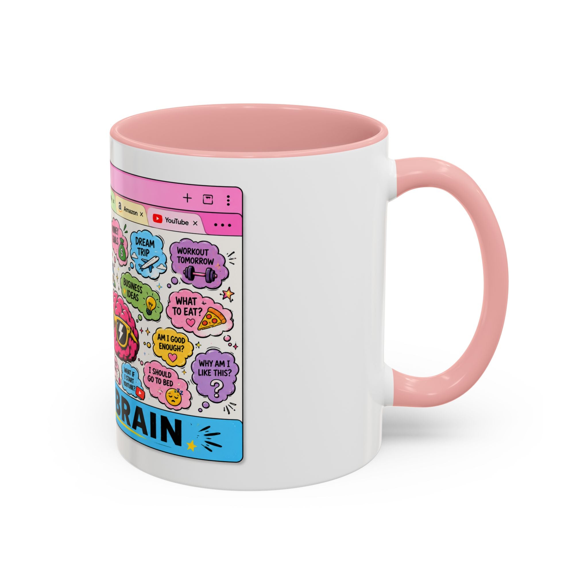 Coffee Mug — "My Brain: 37 Tabs Open" Illustrated Ceramic Accent Mug
