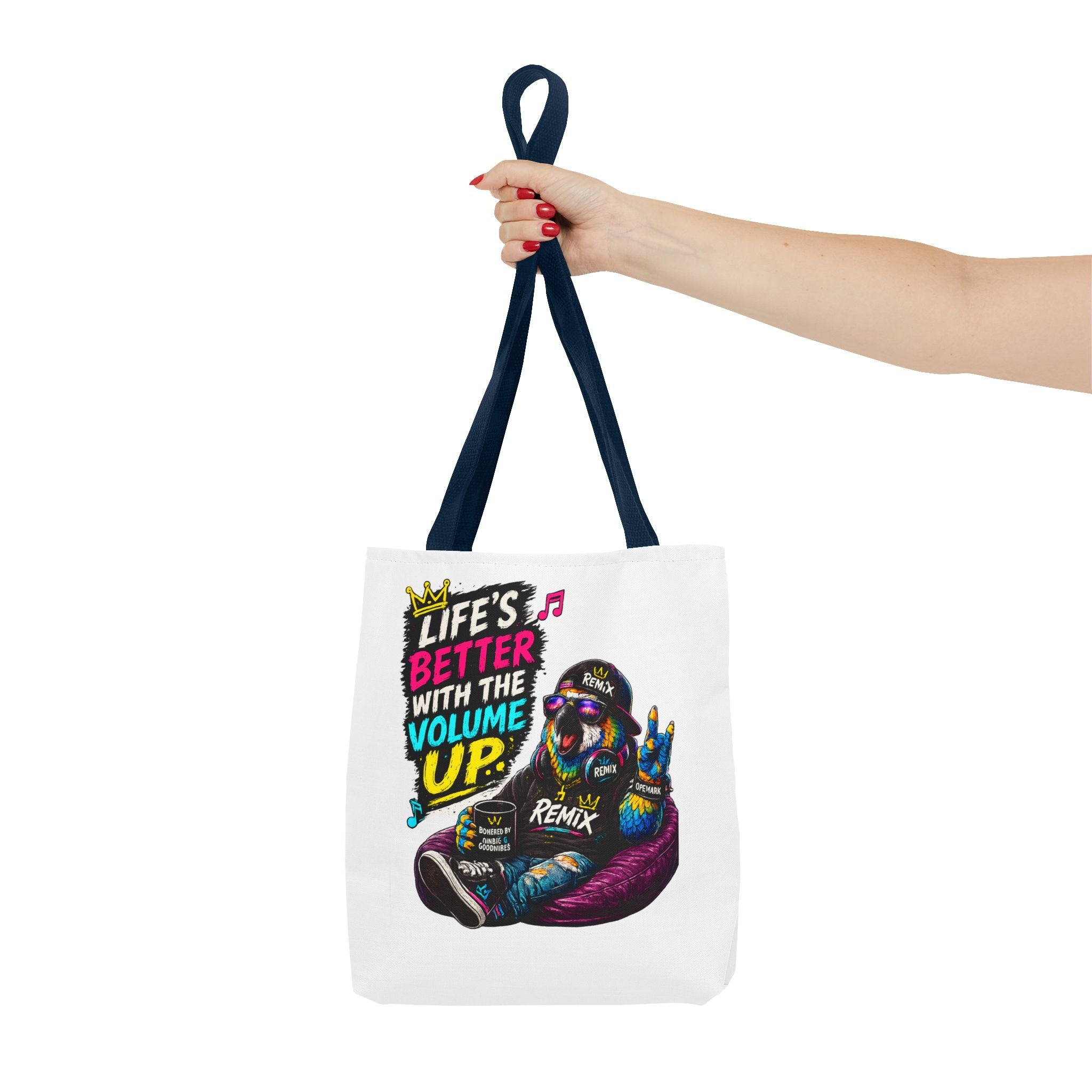 Remix the Parrot "Life is better with the volume up"  Tote