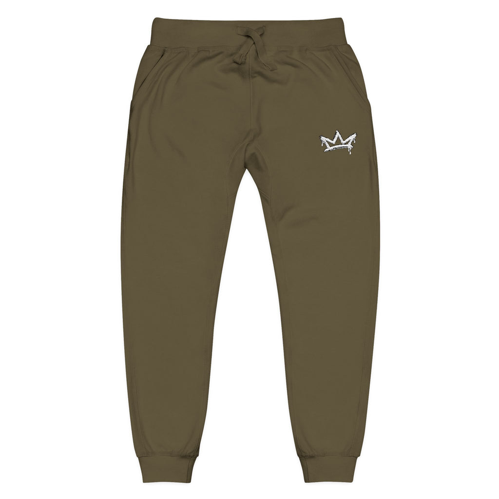 Embroidered Crown Fleece Sweatpants — Soft Cozy Joggers