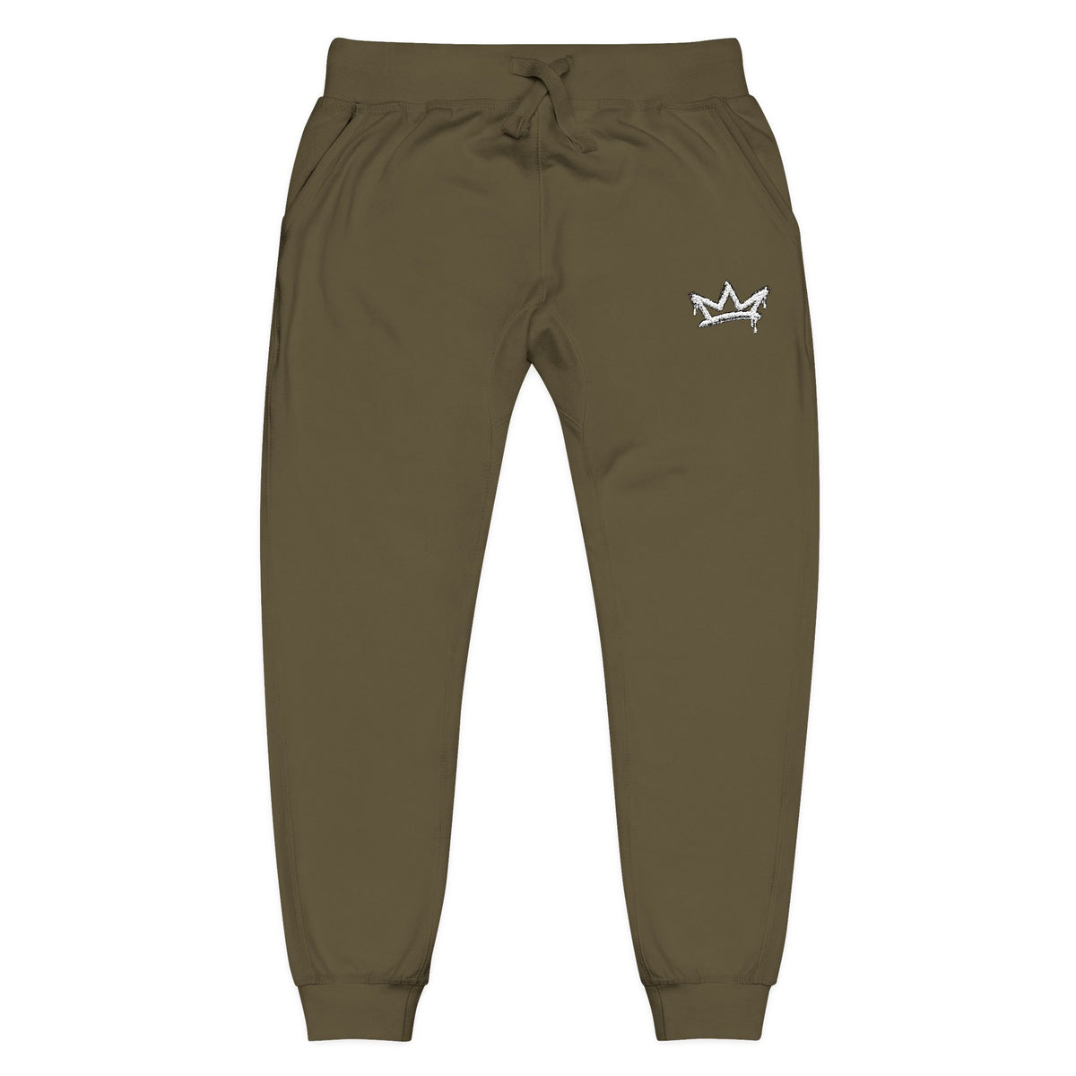Embroidered Crown Fleece Sweatpants — Soft Cozy Joggers