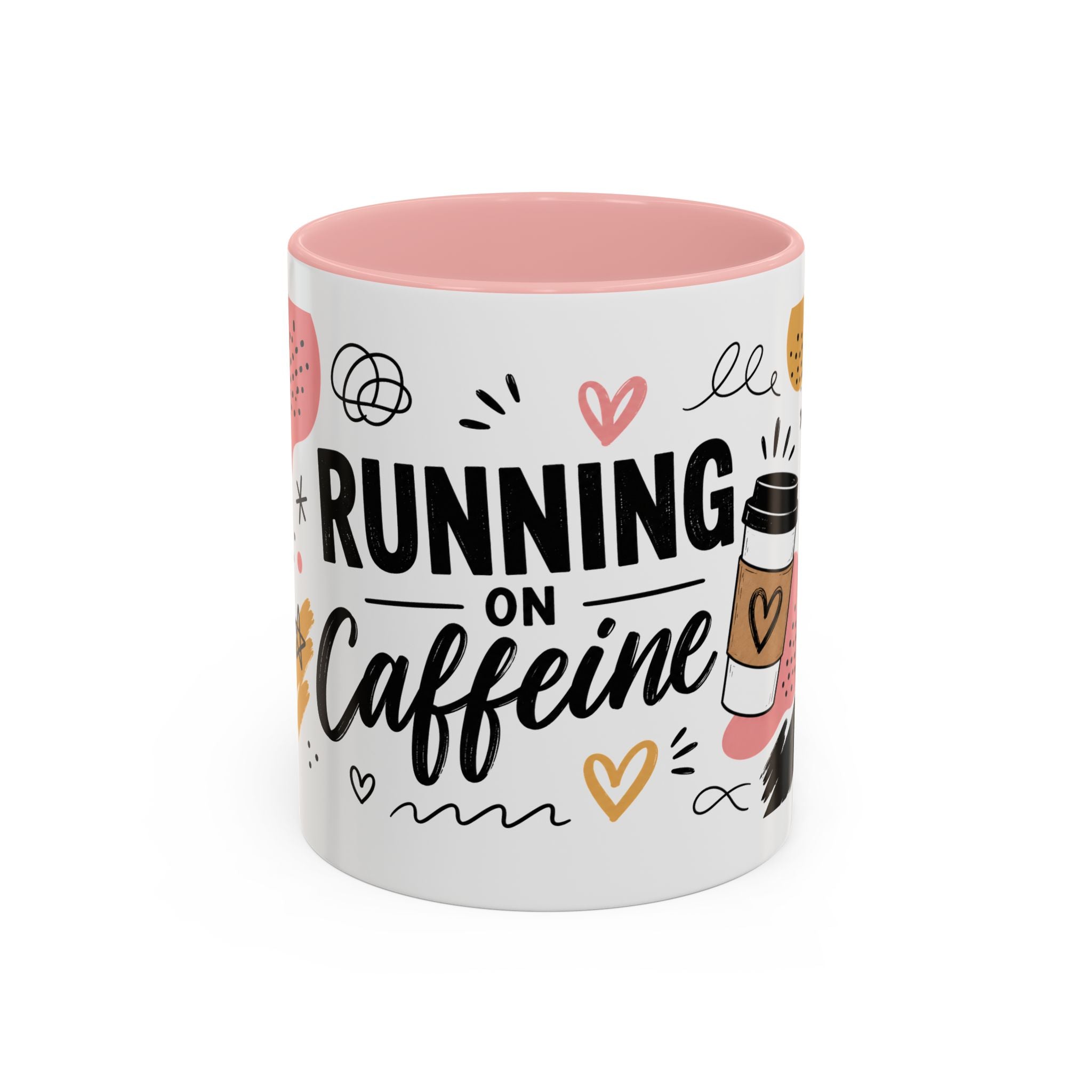 Running on Caffeine Coffee Mug — Funny Inspirational Accent Mug for Coffee Lovers (11/15oz)